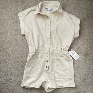 Zara denim romper NWT